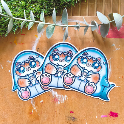 SHARK CAT die-cut waterproof vinyl car sticker