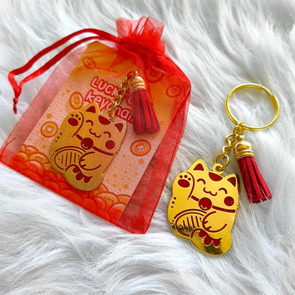 LUCKY CAT enamel keychain :3