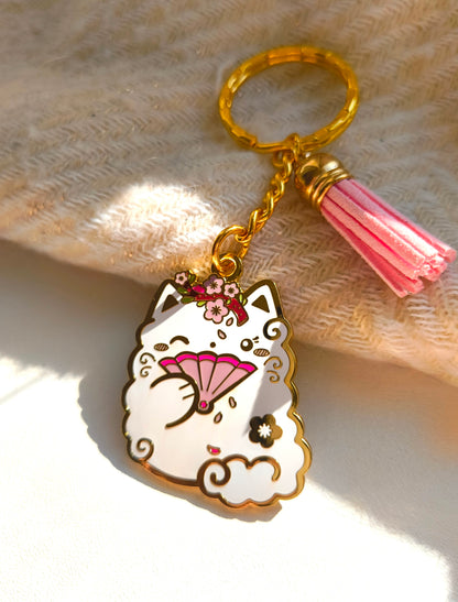 SAKURA CAT enamel keychain :3