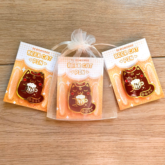 BEER CAT enamel pin companion :3