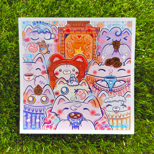 COZY WINTER CATS art print