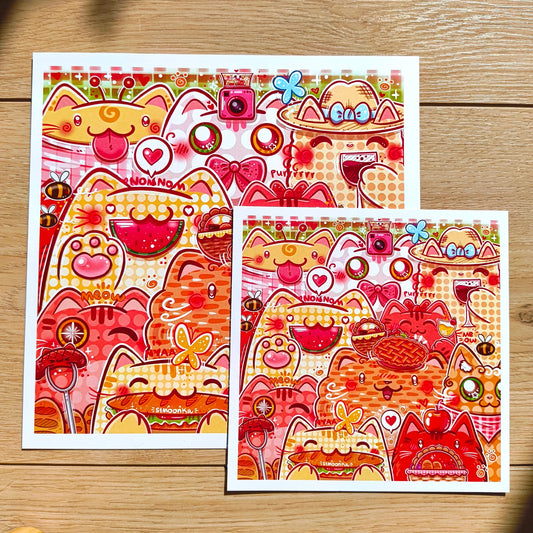 PICNIC CATS art print