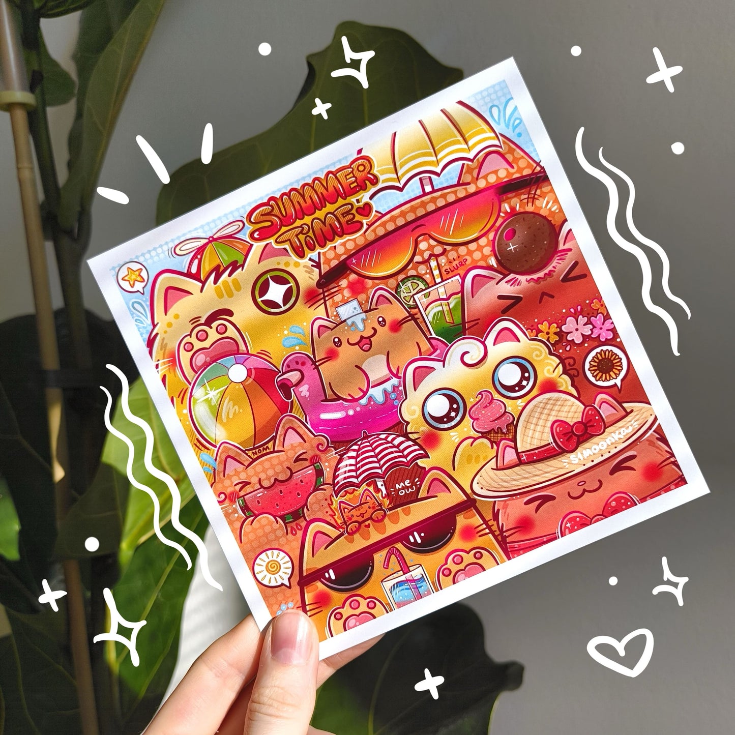 SUMMER CATS art print