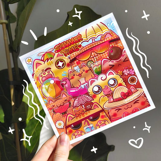 SUMMER CATS art print