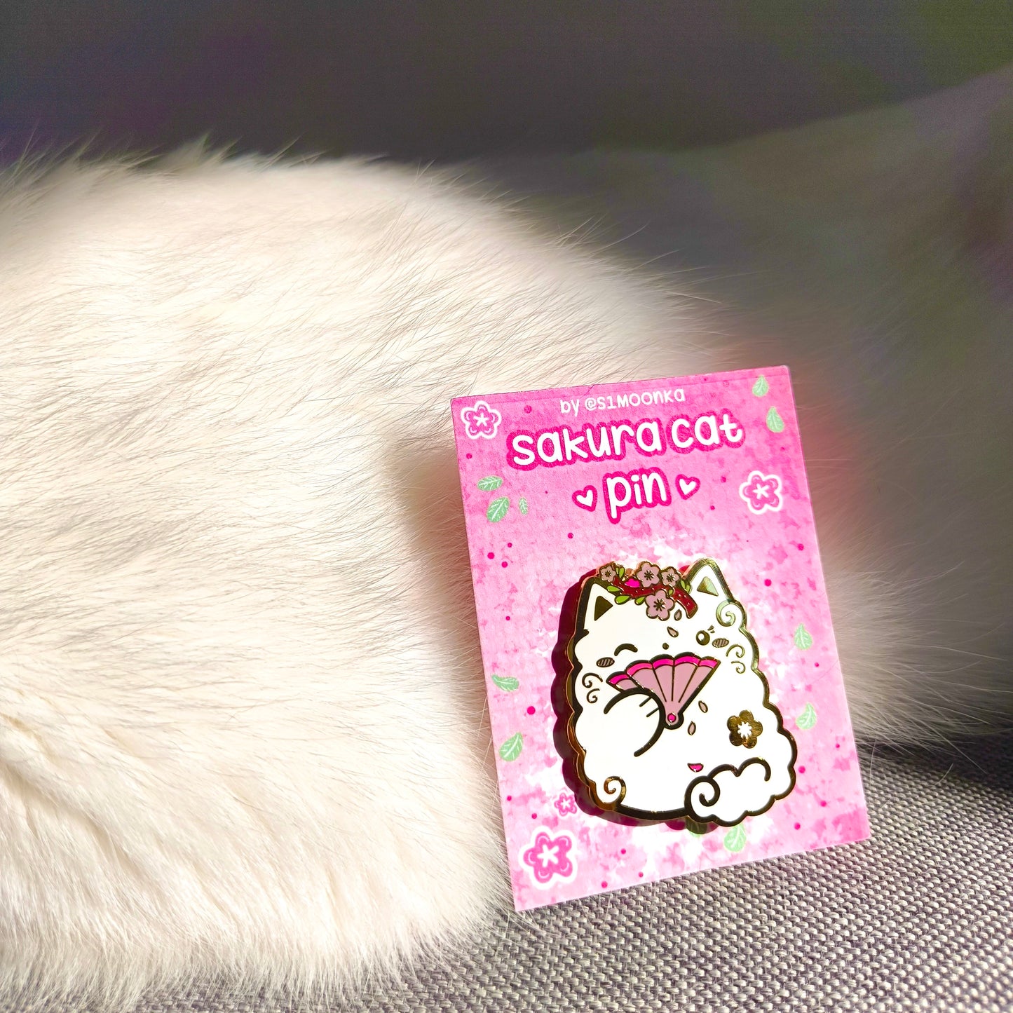 SAKURA CAT enamel pin companion :3