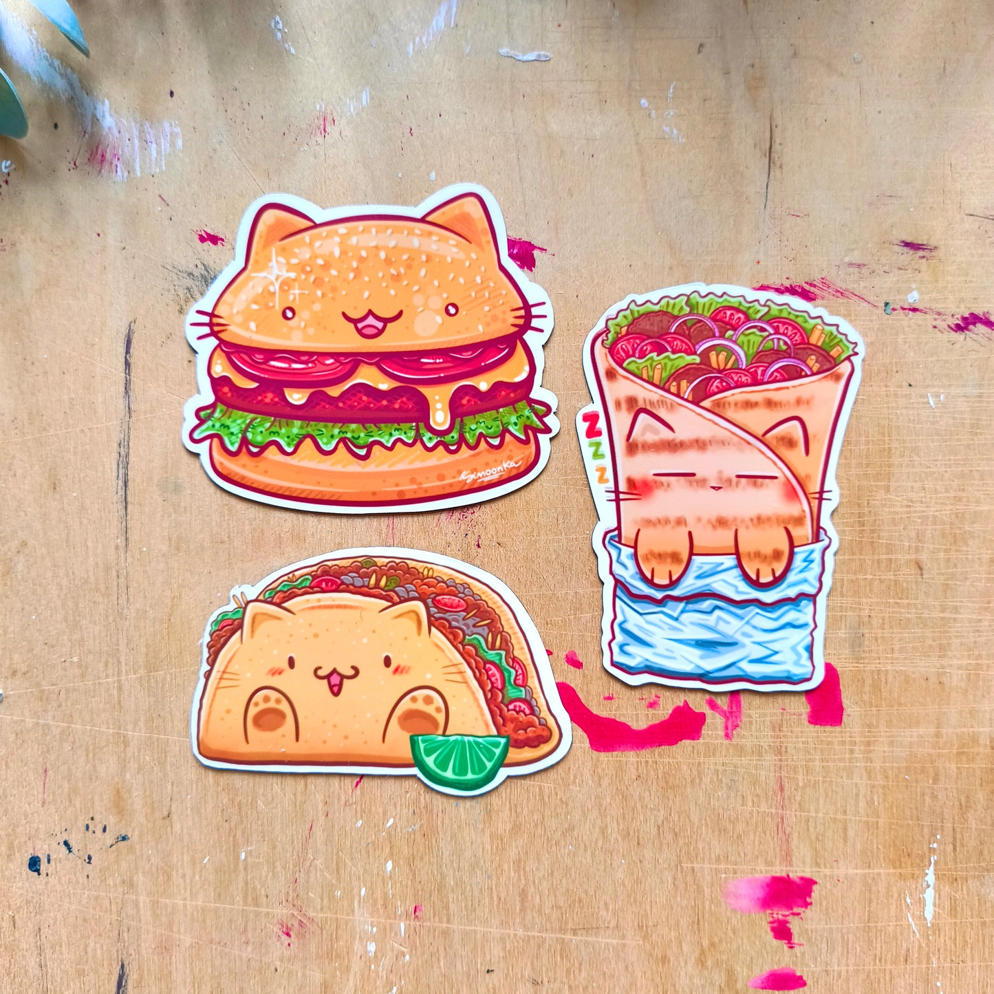 STREET FOOD CATS fridge magnets set