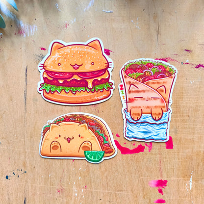 STREET FOOD CATS fridge magnets set