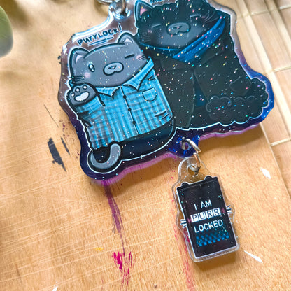 PURRLOCK fandom double keychain