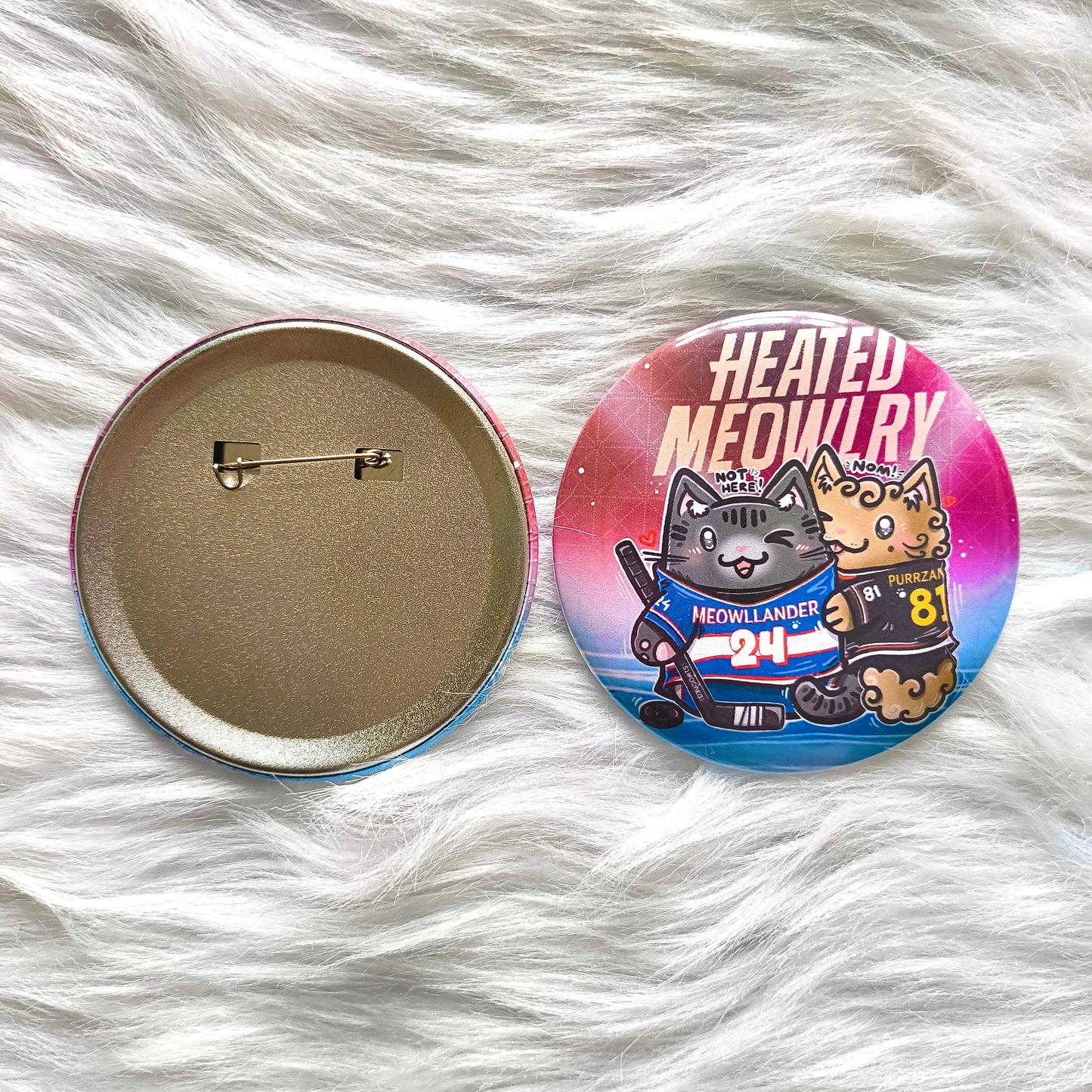 HEATED MEOWRLY big button pins