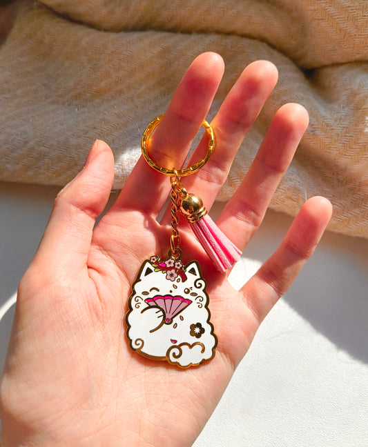 SAKURA CAT enamel keychain :3