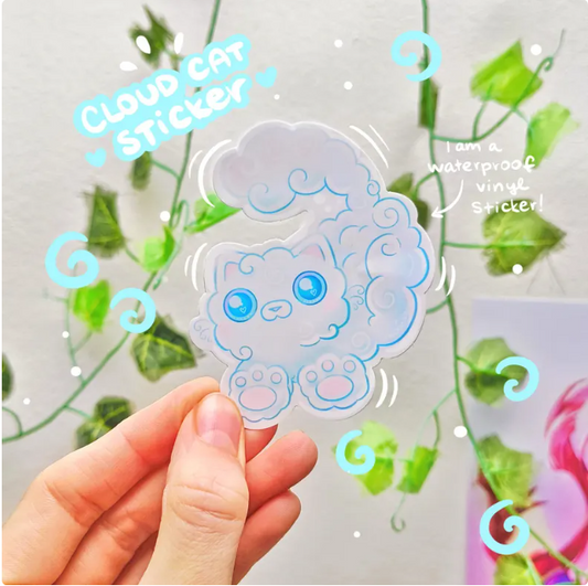 CLOUD CAT die-cut waterproof vinyl sticker