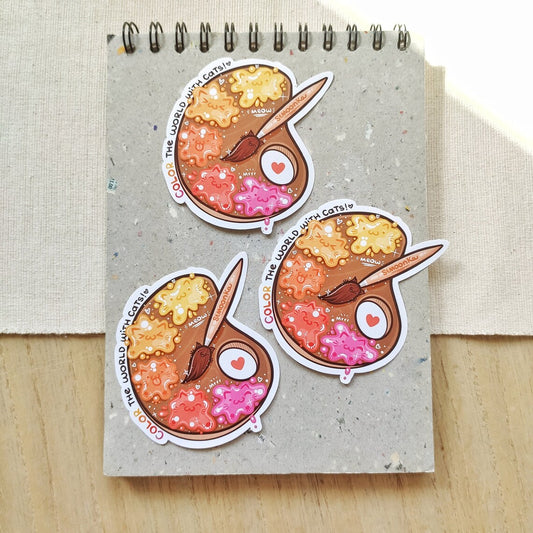 COLOR THE WORLD WITH CATS die-cut waterproof vinyl sticker