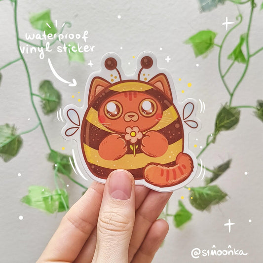 BEE CAT die-cut waterproof vinyl sticker