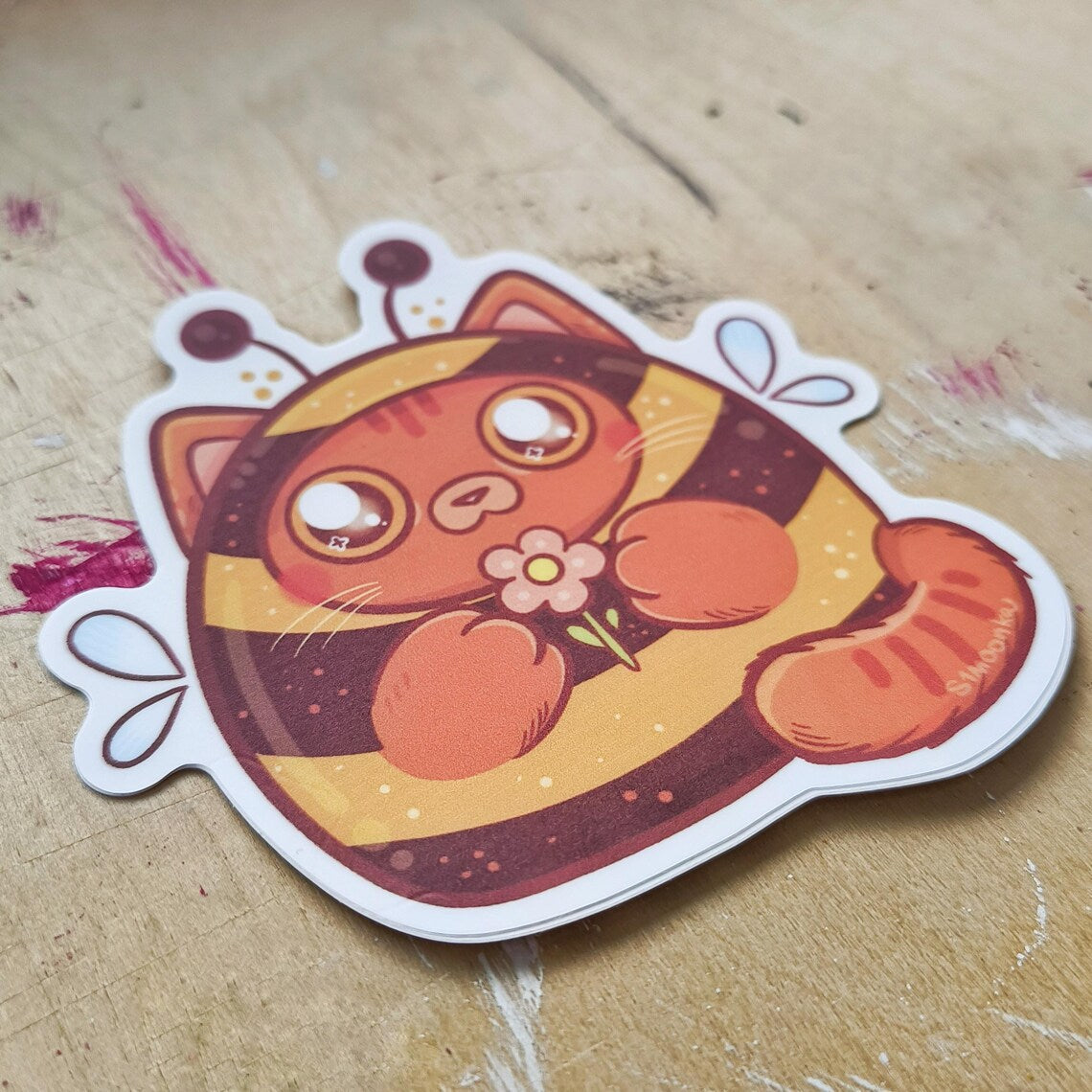 BEE CAT die-cut waterproof vinyl sticker