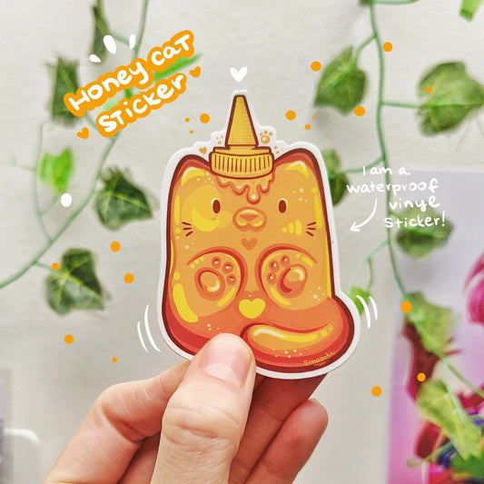 HONEY CAT die-cut waterproof vinyl sticker