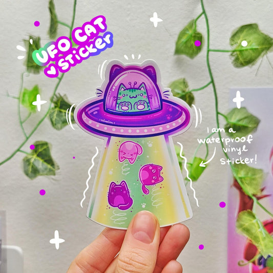 UFO CAT die-cut waterproof vinyl sticker
