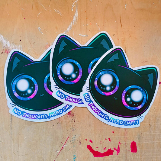 NO THOUGHTS die-cut waterproof vinyl sticker