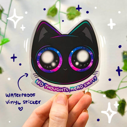 NO THOUGHTS die-cut waterproof vinyl sticker