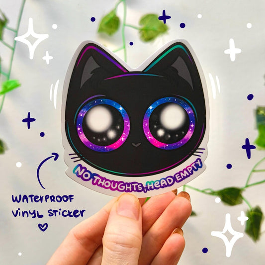NO THOUGHTS die-cut waterproof vinyl sticker