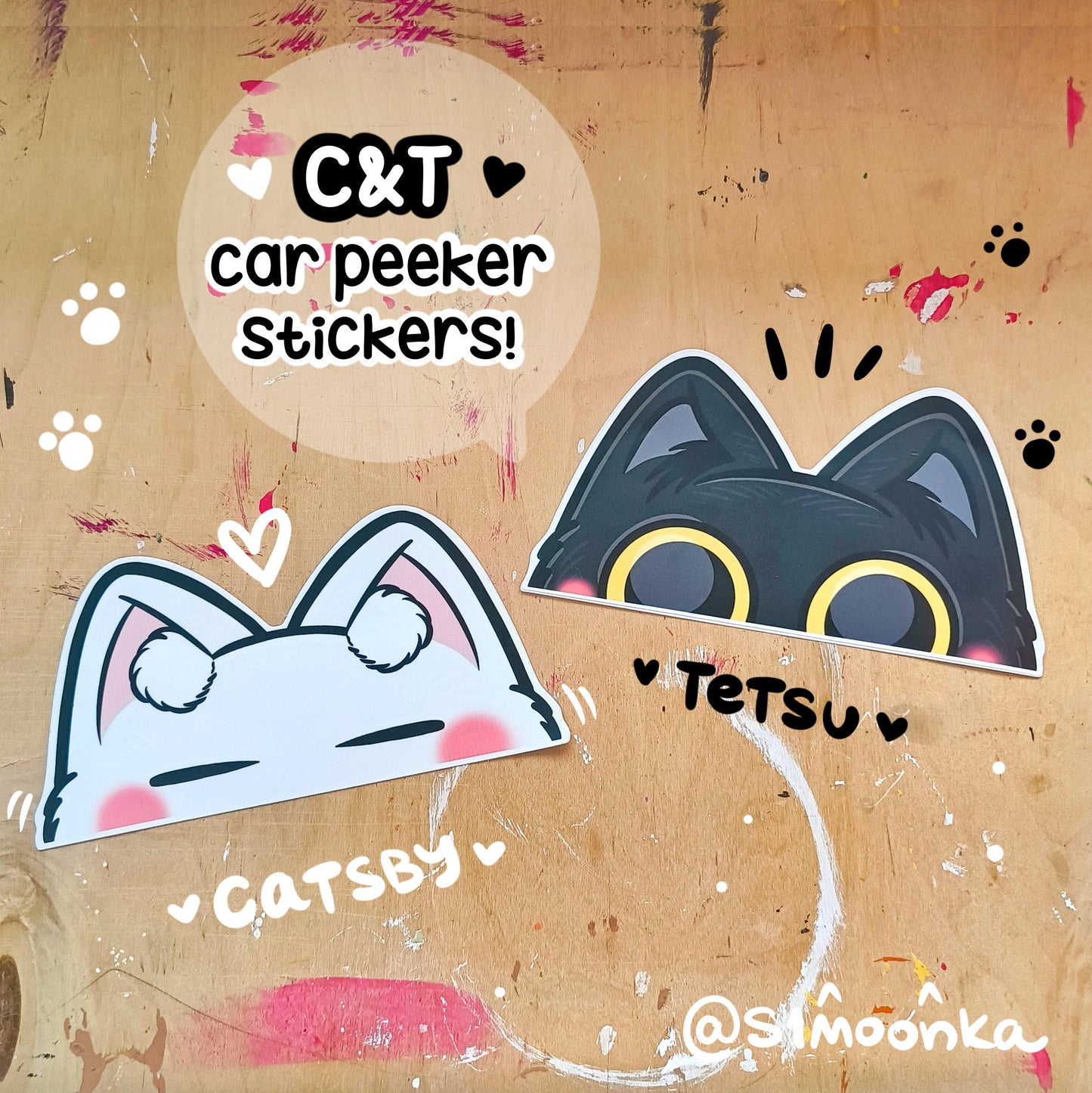CATSBY AND TETSU peekers die-cut waterproof vinyl sticker