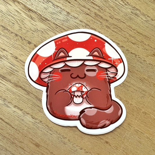 MUSHROOM CAT die-cut waterproof vinyl car sticker