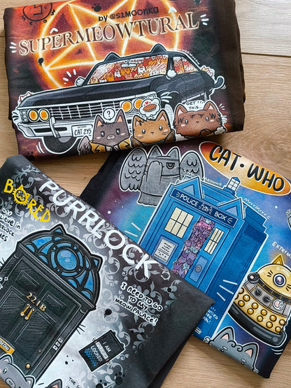 CAT WHO fandom cotton t-shirt