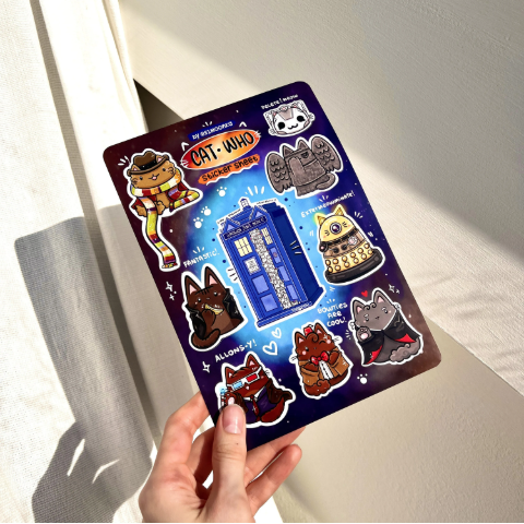 DOCTOR WHO CATS vinyl sticker sheet